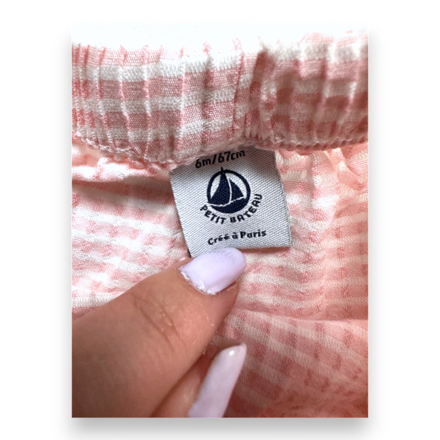 PETIT BATEAU - White and pink gingham shorts - 6 months