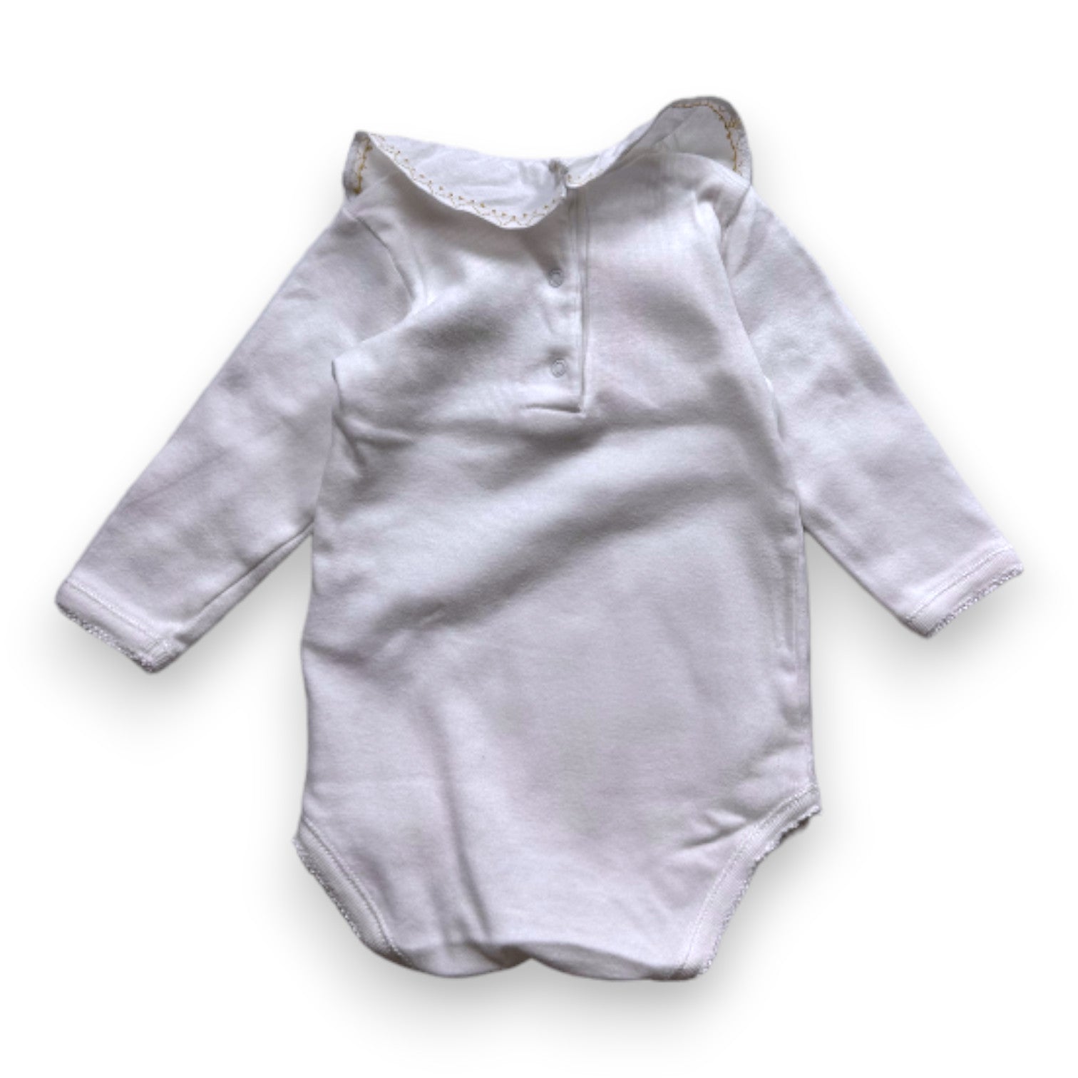BONPOINT - White bodysuit with long sleeves and ruffled collar - 3 months