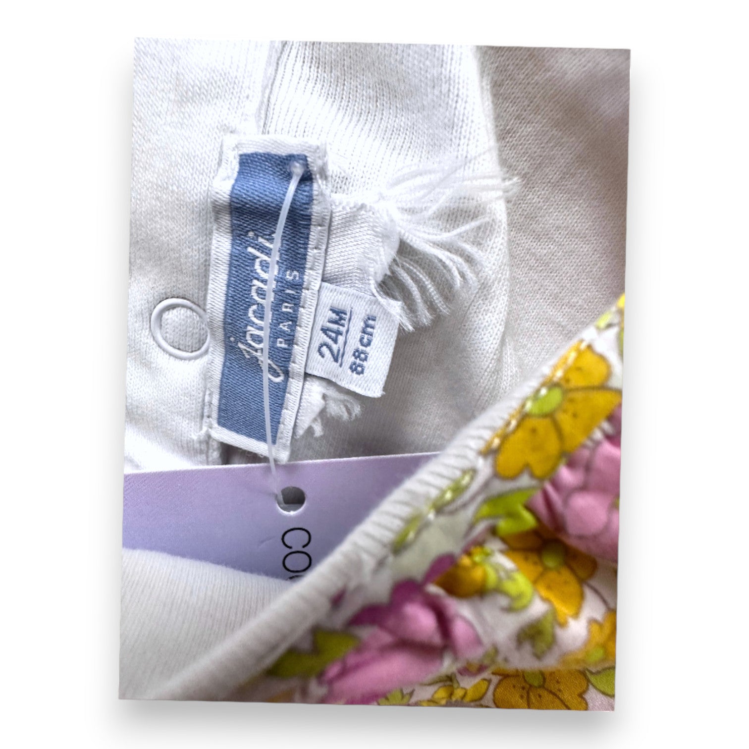 JACADI - Weißer Body mit geblümtem Kragen - 2 Jahre