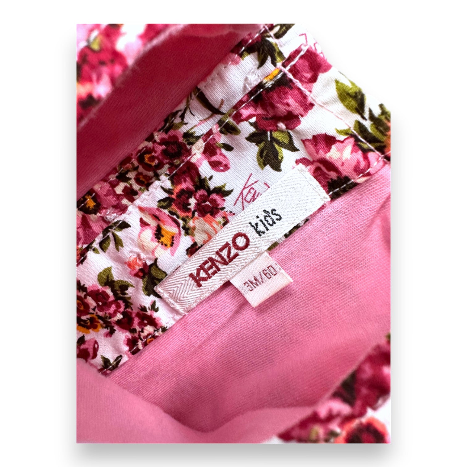 KENZO - Robe blanche à fleurs roses - 3 mois