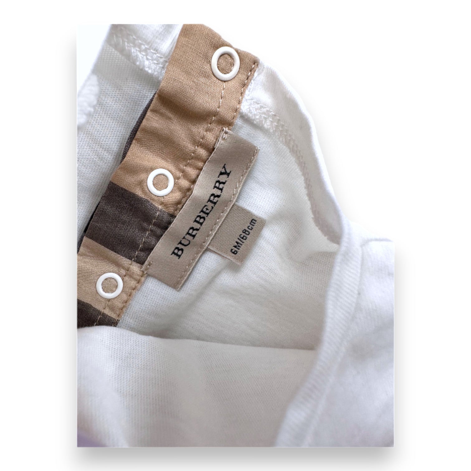 BURBERRY – Weißes und kariertes Burberry-Kleid – 6 Monate