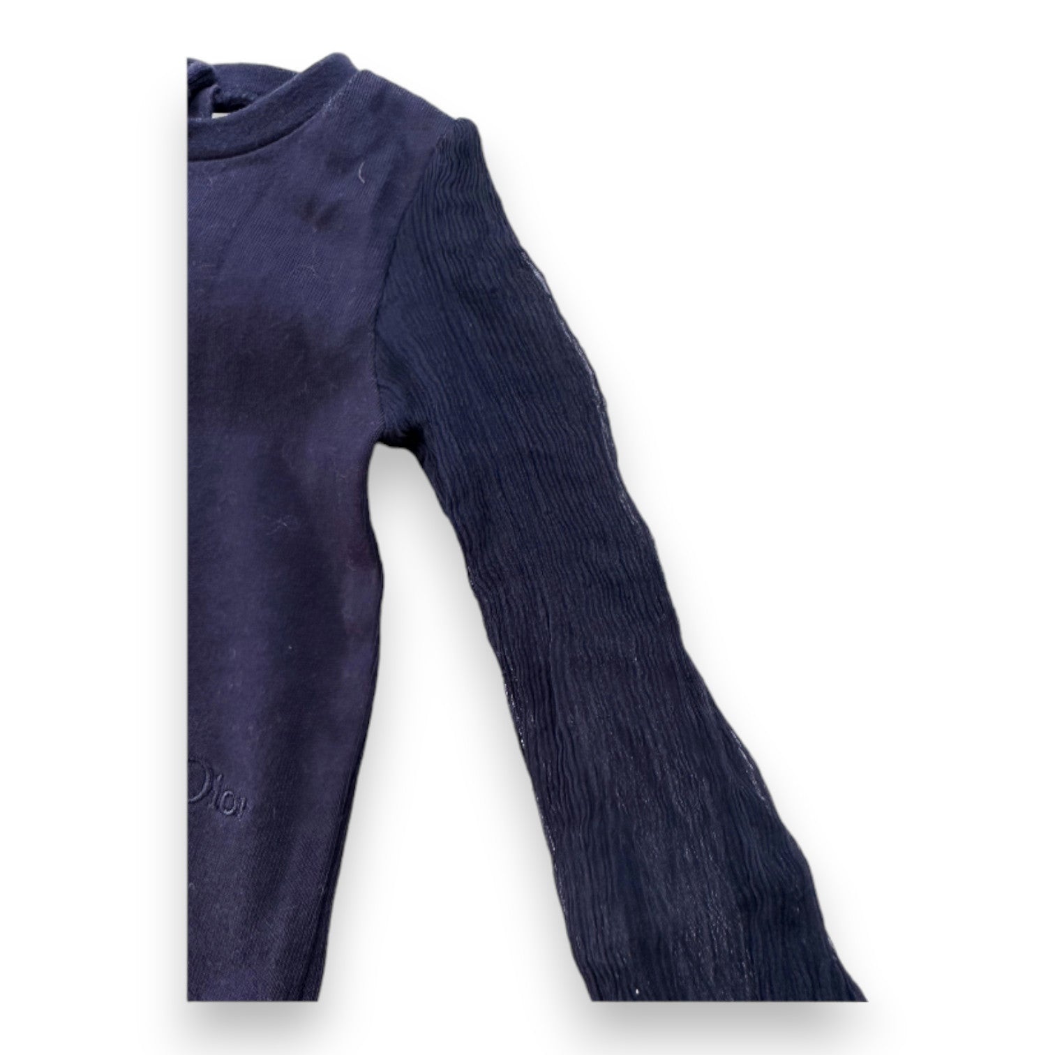 BABY DIOR - Navy blue bodysuit with tulle sleeves - 3 months