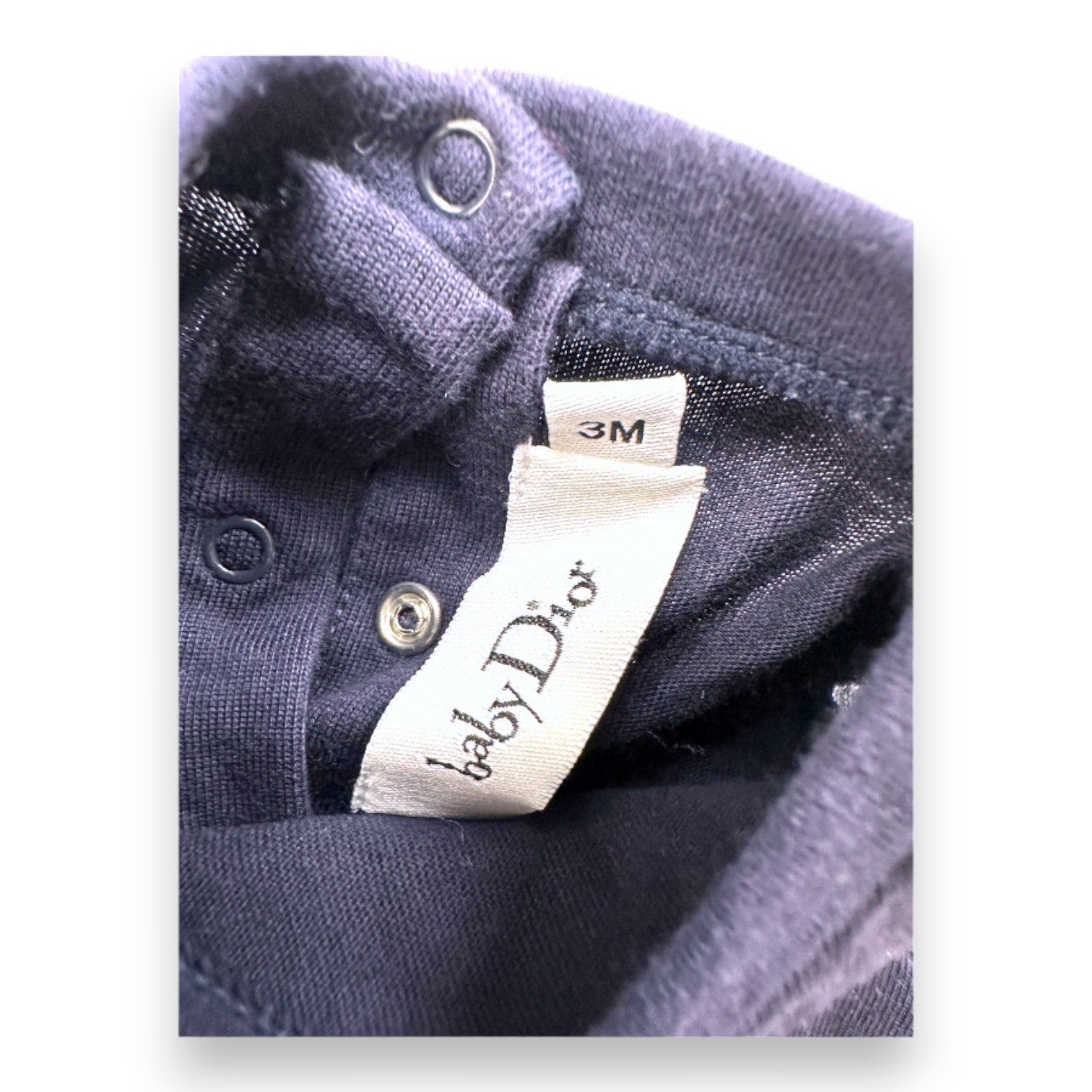 BABY DIOR - Navy blue bodysuit with tulle sleeves - 3 months