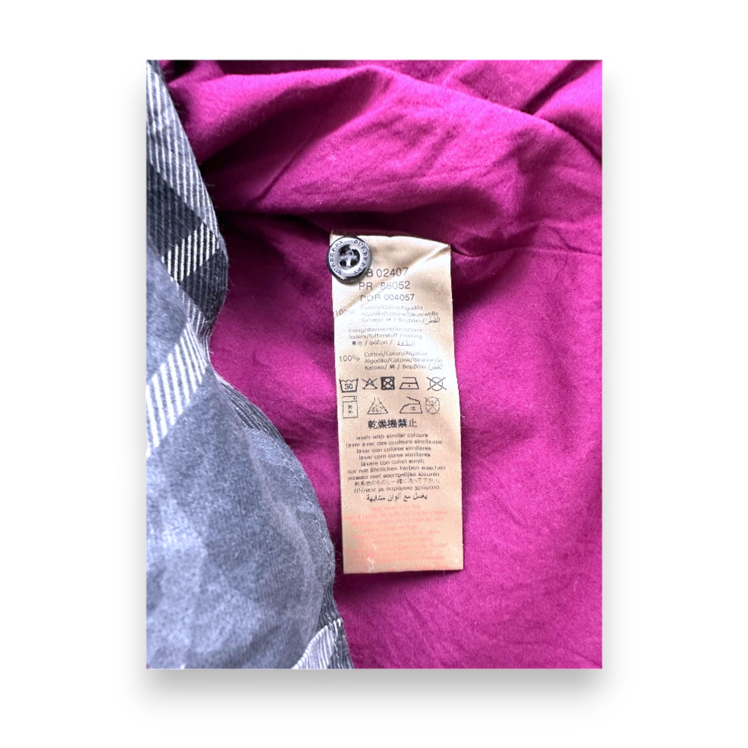 BURBERRY - Gray and purple dress - 9 months