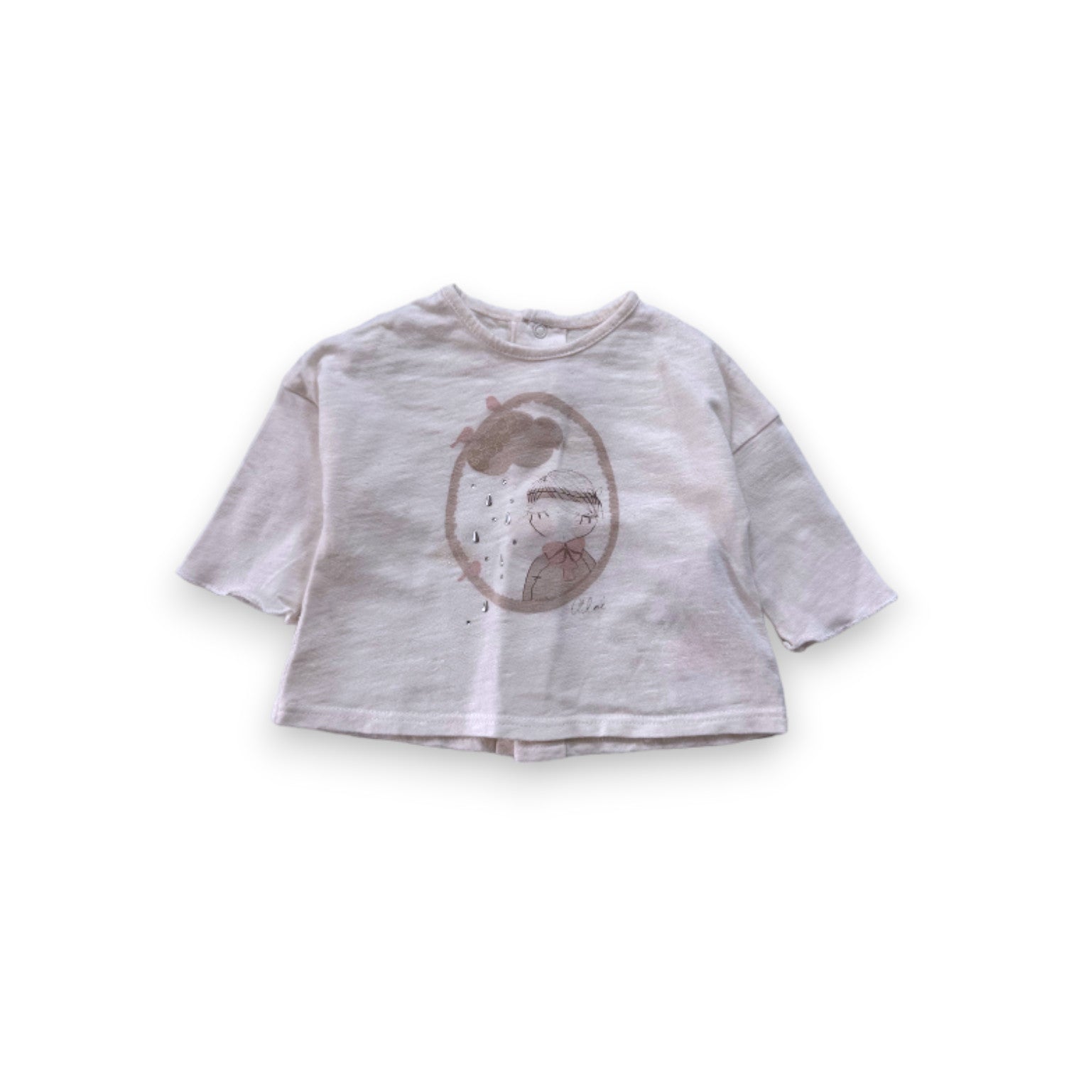 CHLOE - Weißes Langarm-T-Shirt mit Aufdruck - 1 Monat