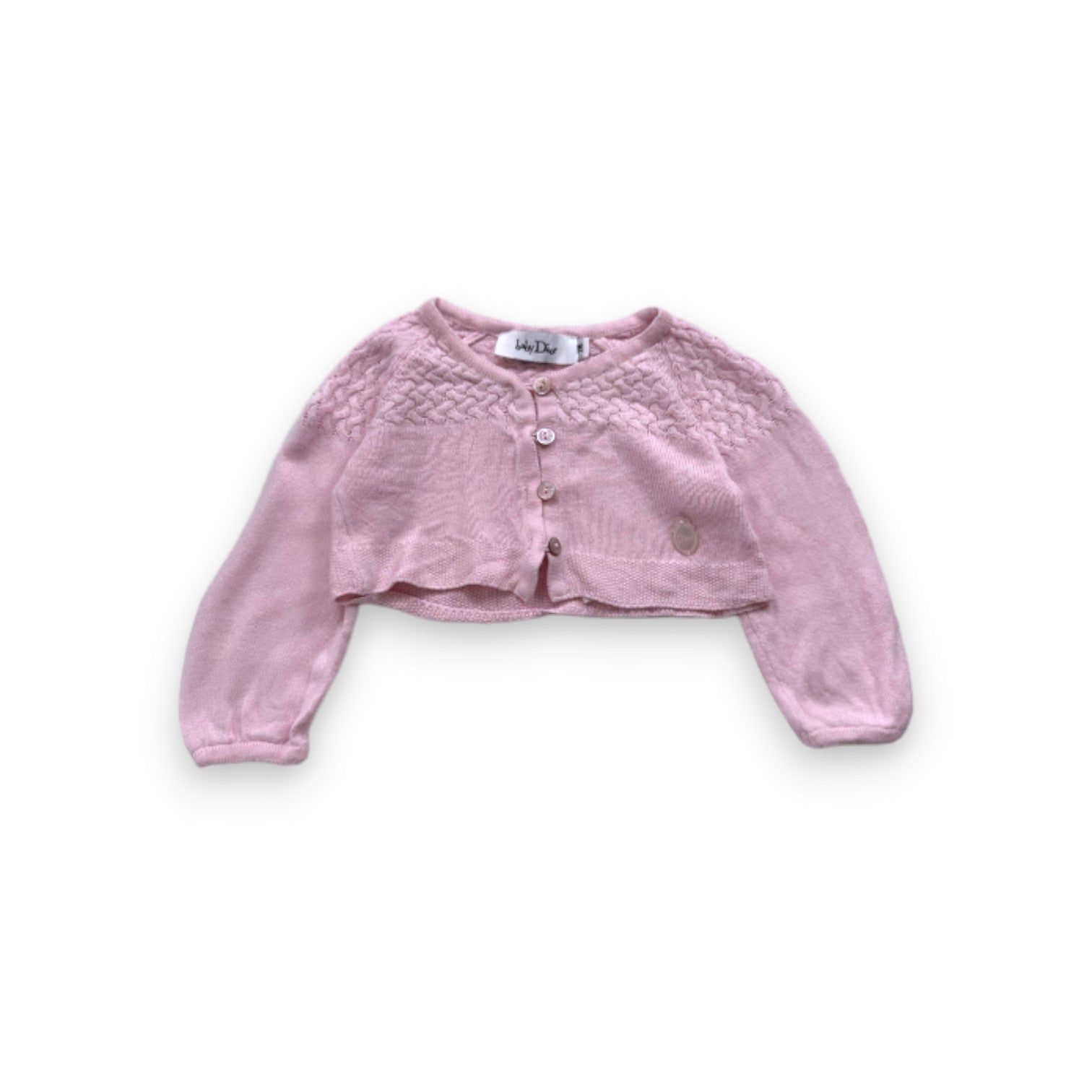 BABY DIOR - Textured pink cardigan - 3 months