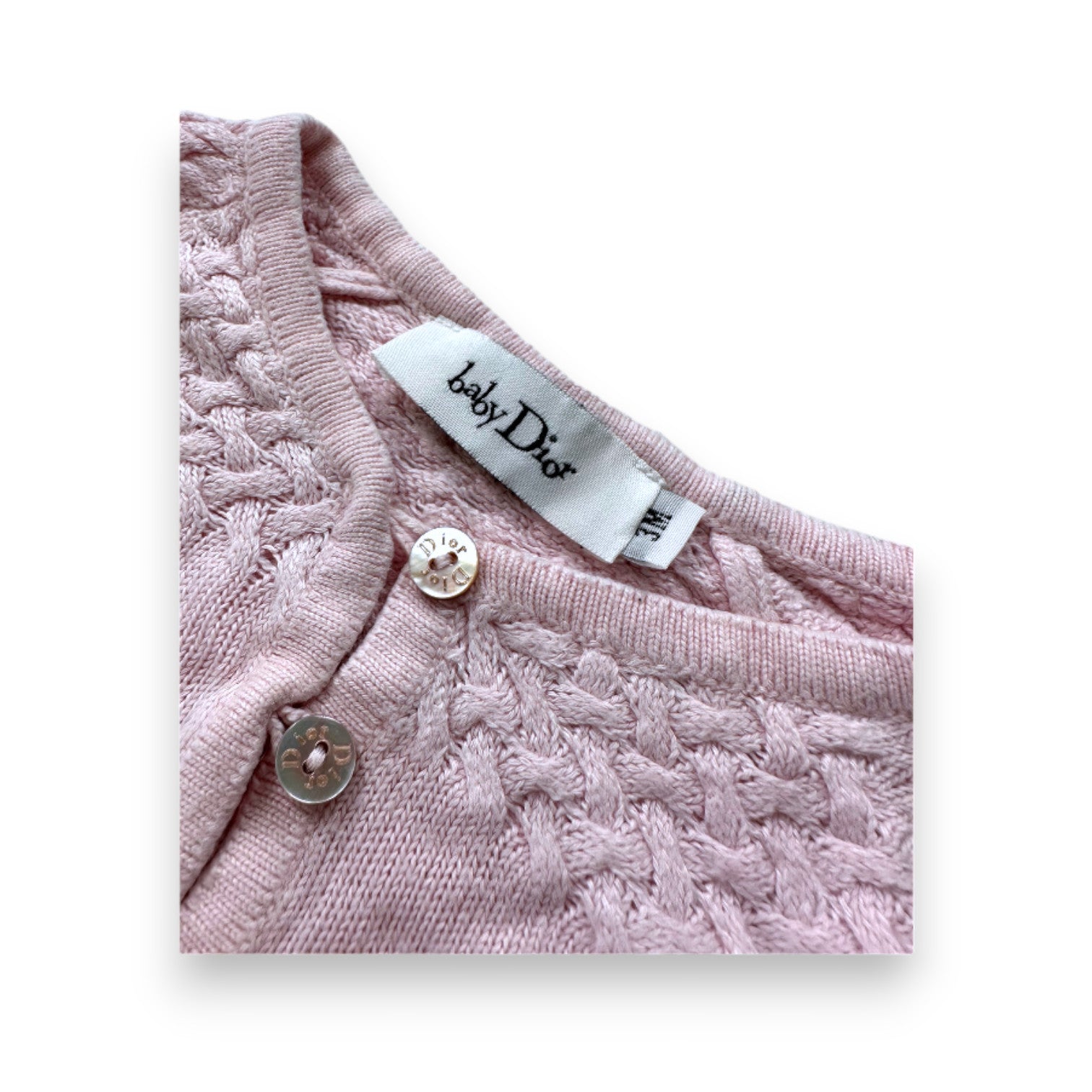 BABY DIOR - Textured pink cardigan - 3 months