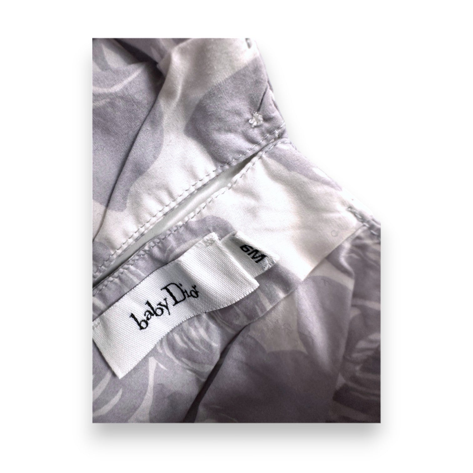 BABY DIOR - Gray and white patterned dress and bob set - 6 months