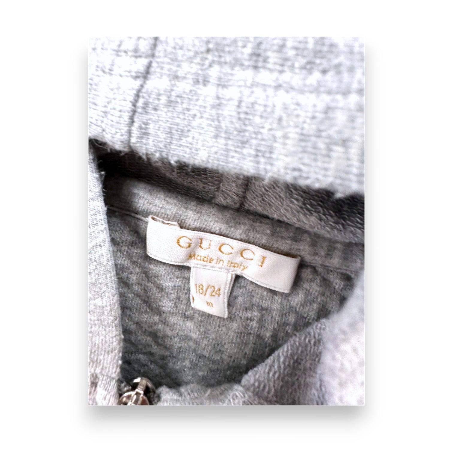GUCCI - Sweat gris zippé - 18 mois