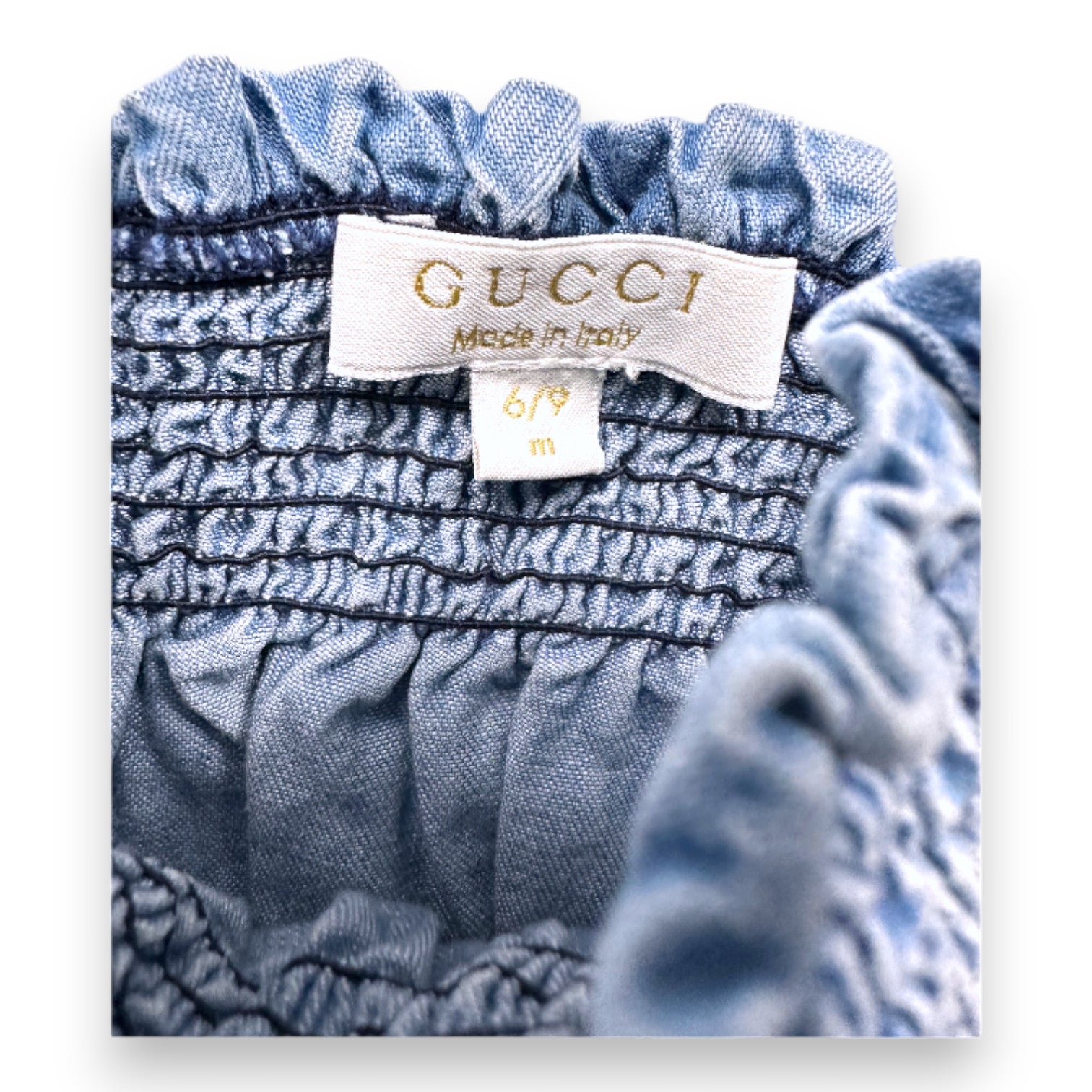 GUCCI – Blauer Denim-Spielanzug – 6 Monate