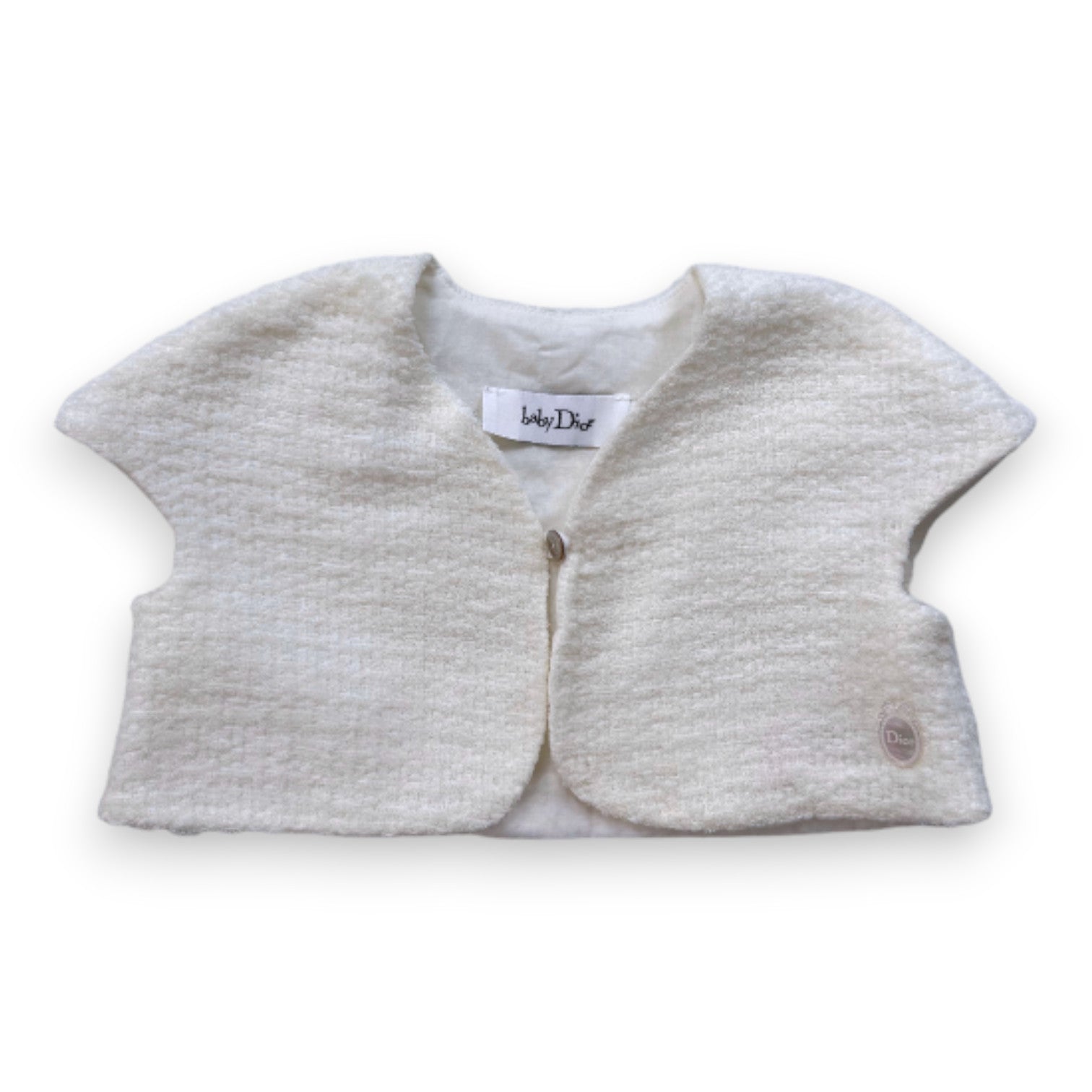 DIOR - Textured white sleeveless cardigan - 9 months