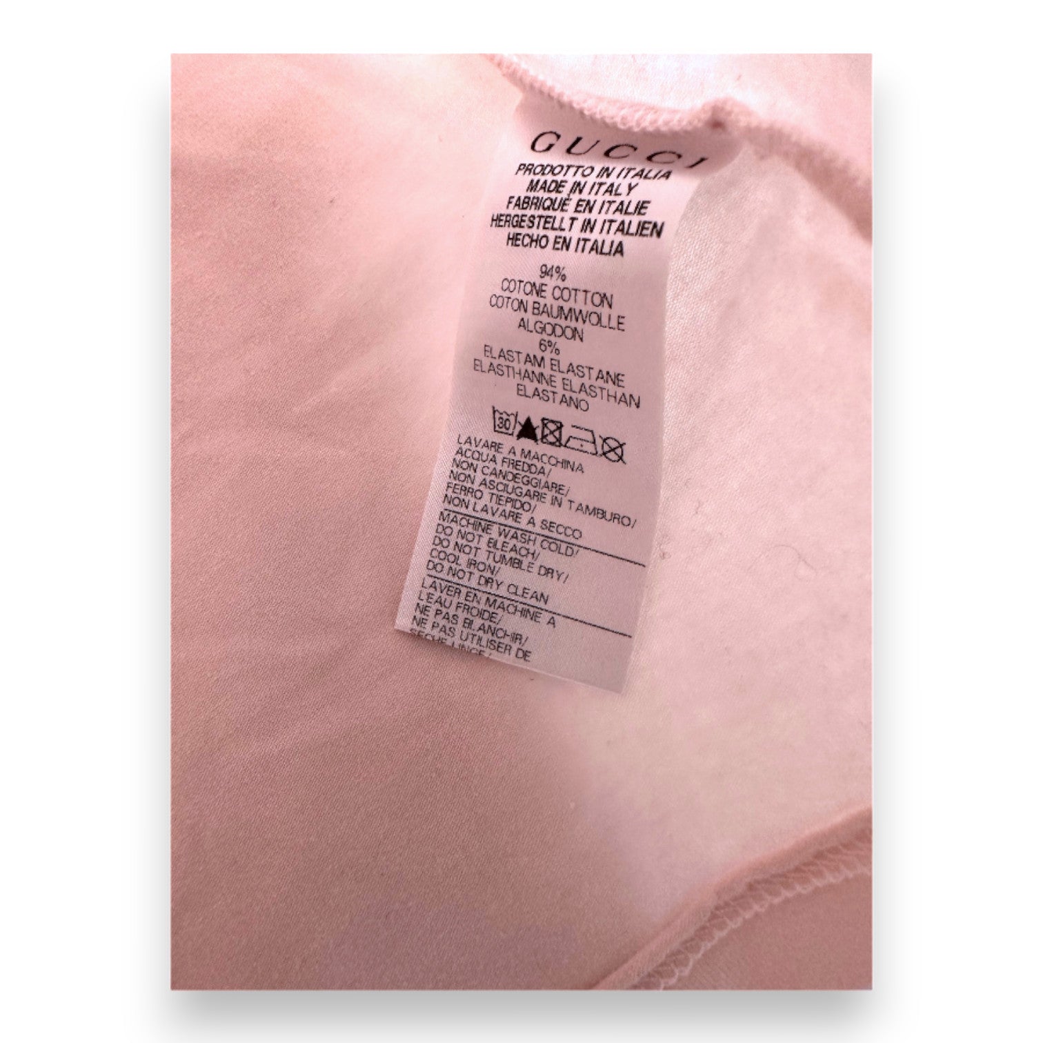 GUCCI - T-shirt rose à manches courtes avec imprimé - 6 mois