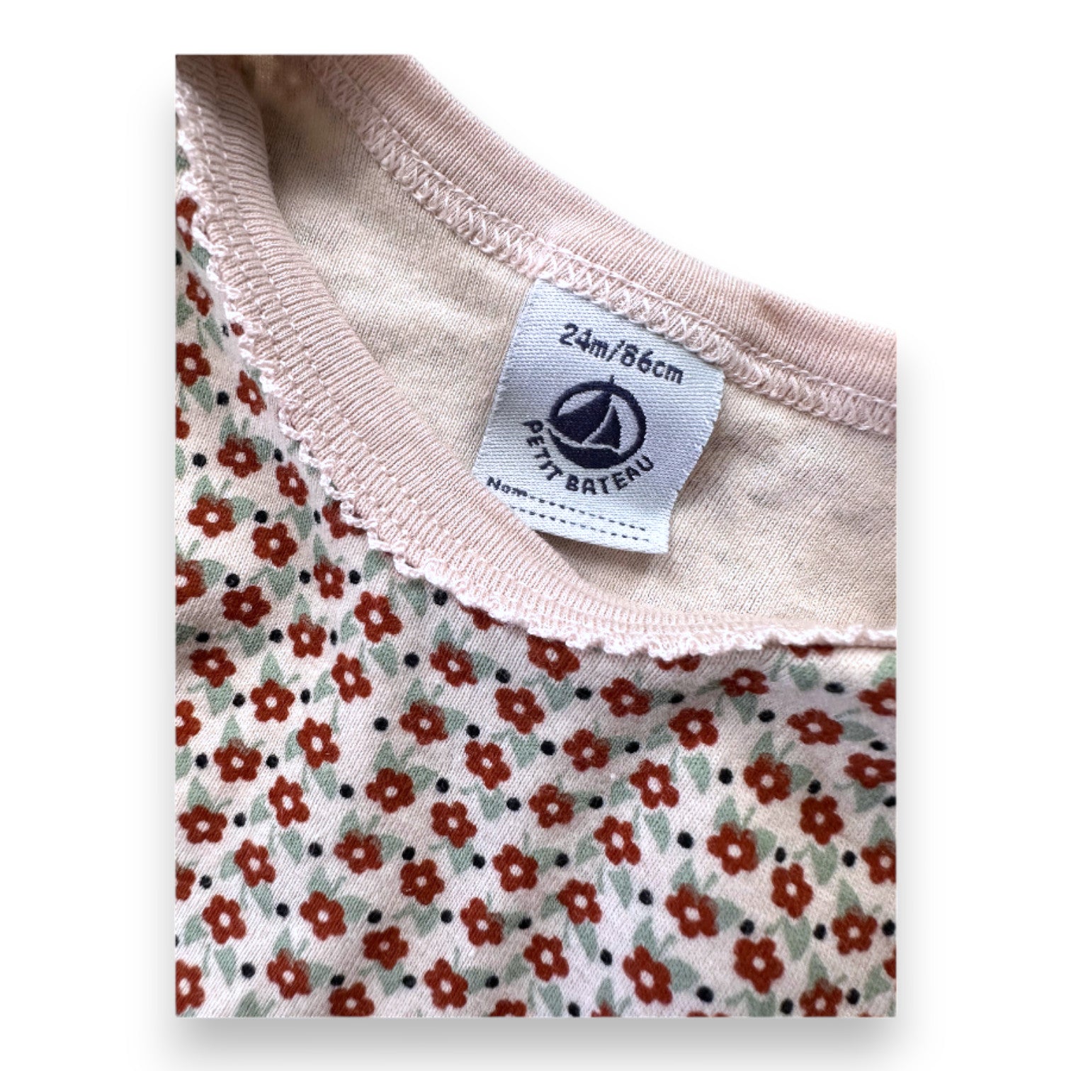 PETIT BATEAU - Body rose à fleurs - 2 ans