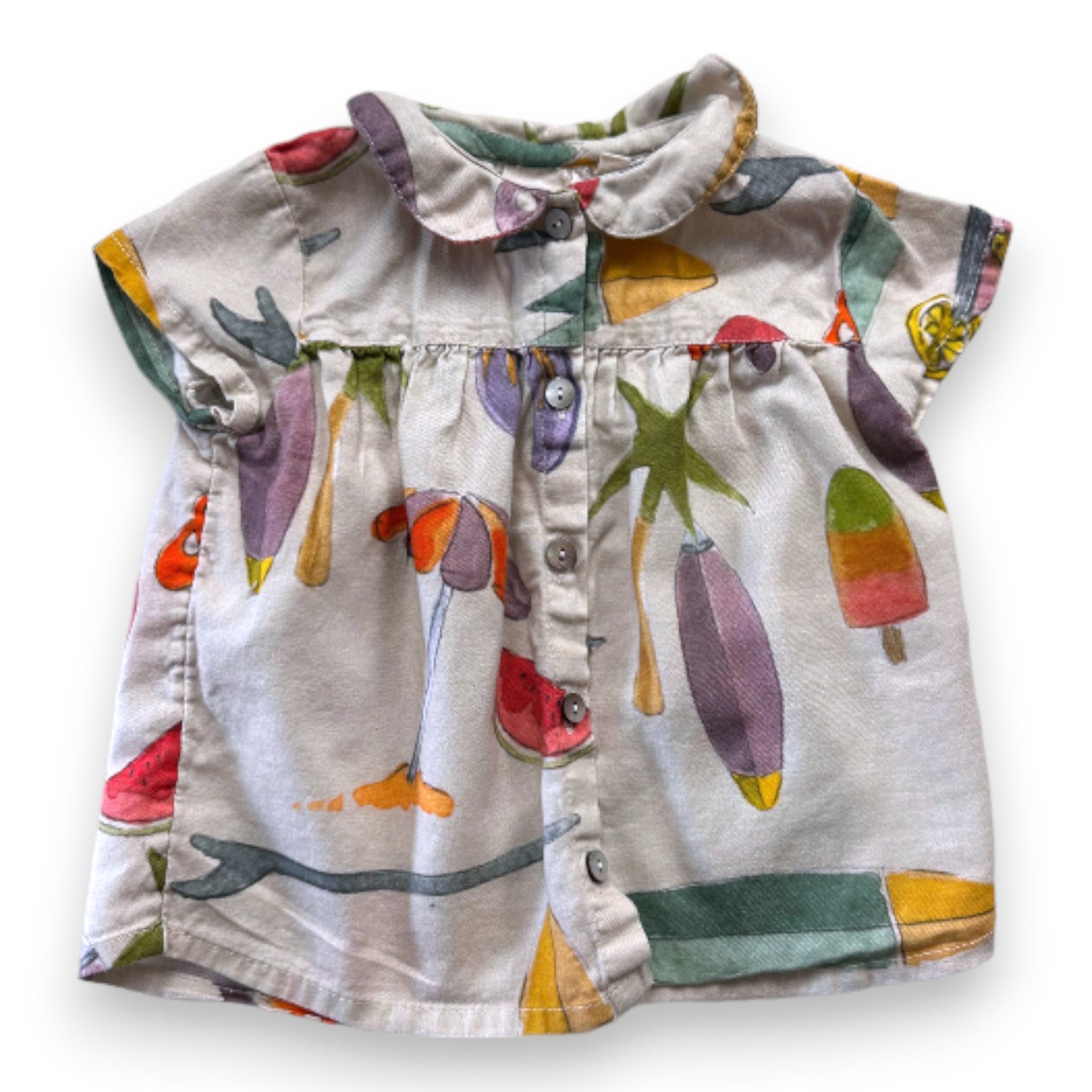 ARSÈNE ET LES PIPELETTES - Blouse beige avec imprimés - 18 mois