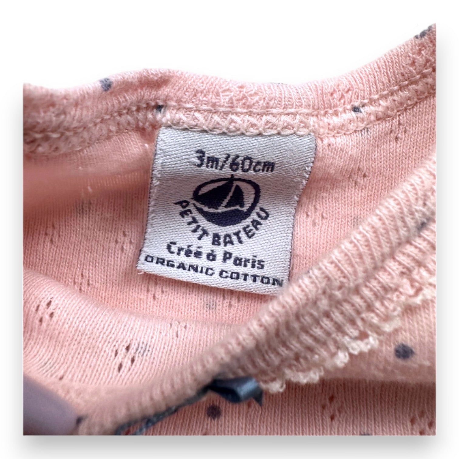 PETIT BATEAU - Pack of 3 pink and white long-sleeved bodysuits - 3 months