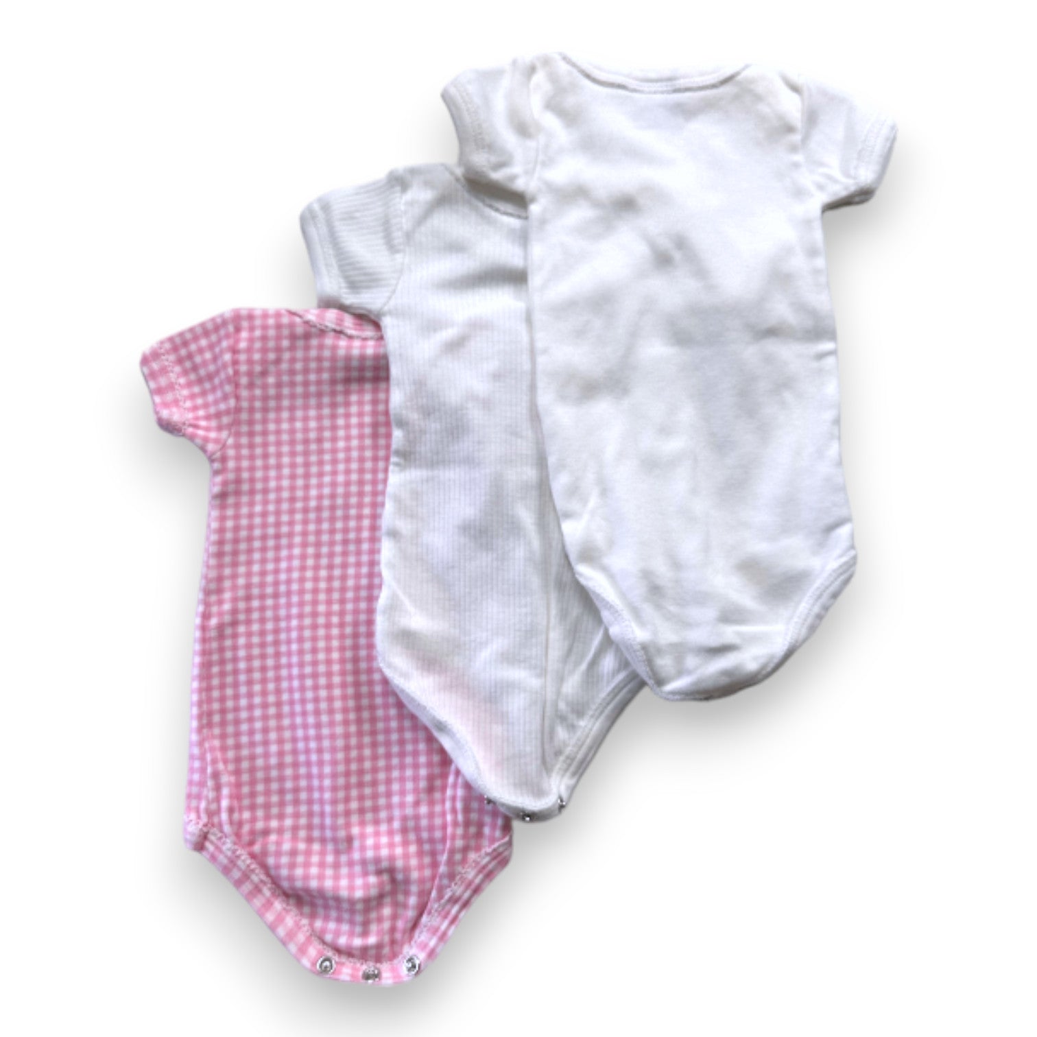 PETIT BATEAU - 3er-Pack kurzärmlige Bodys in Weiß und Rosa - 1 Monat