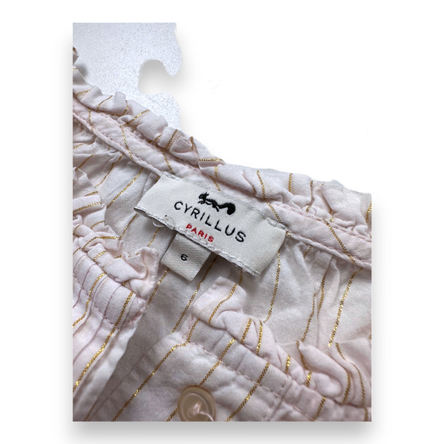 CYRILLUS - Rosa Bluse mit goldenen Streifen - 6 Jahre