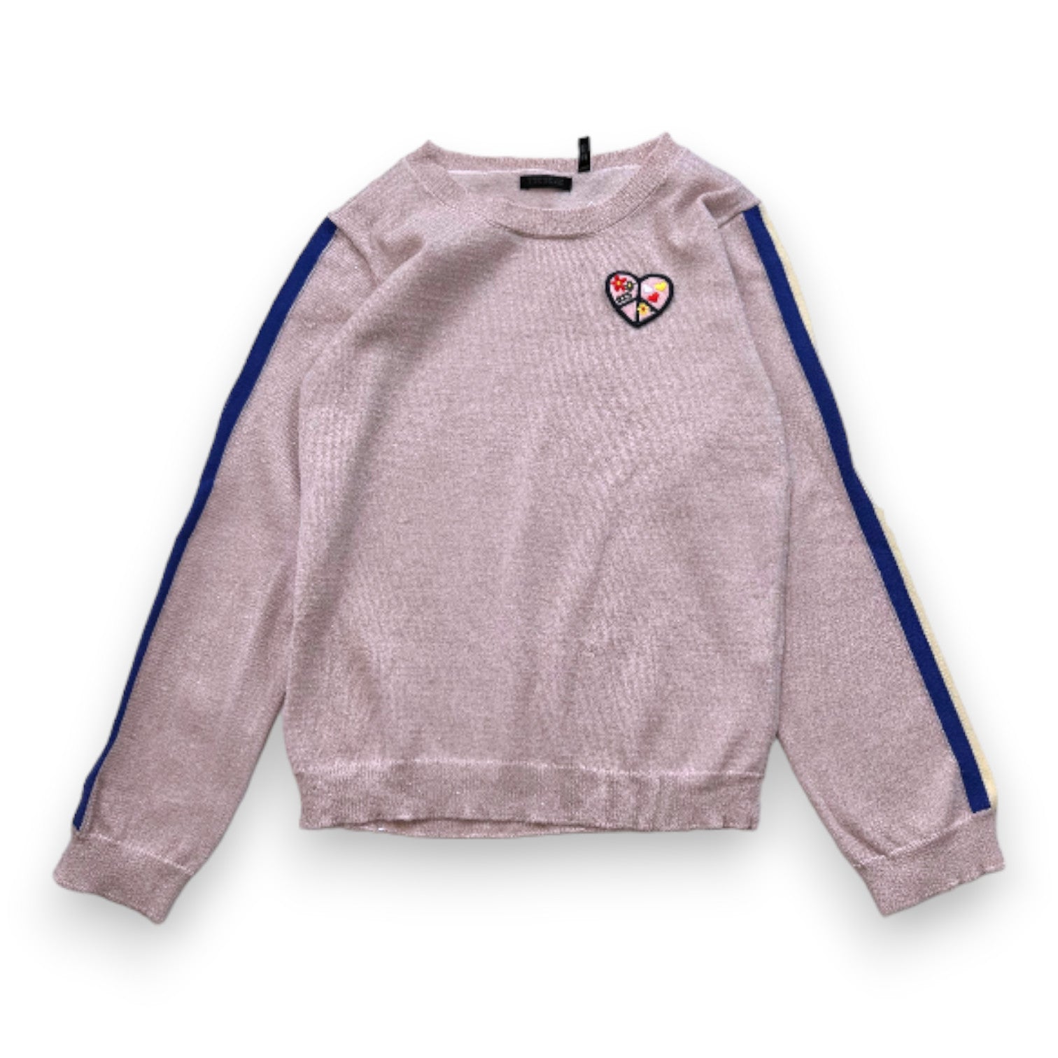 IKKS - Rosa-goldener Pullover mit Streifen an den Ärmeln - 8 Jahre