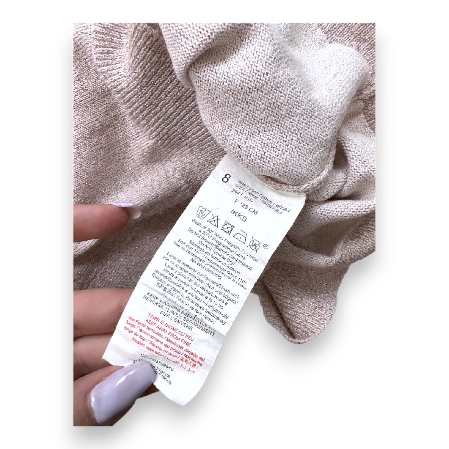 IKKS - Pink and gold sweater with stripes on the sleeves - 8 years