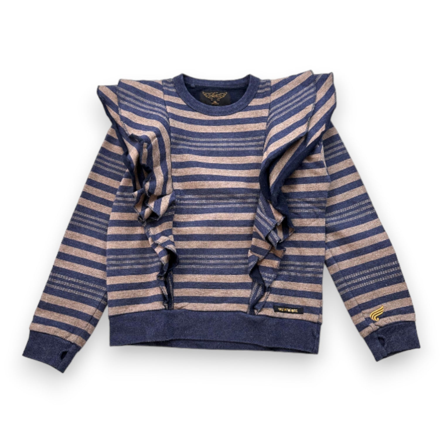 FINGER IN THE NOSE - Blau-grünes Rüschen-Sweatshirt - 8 Jahre