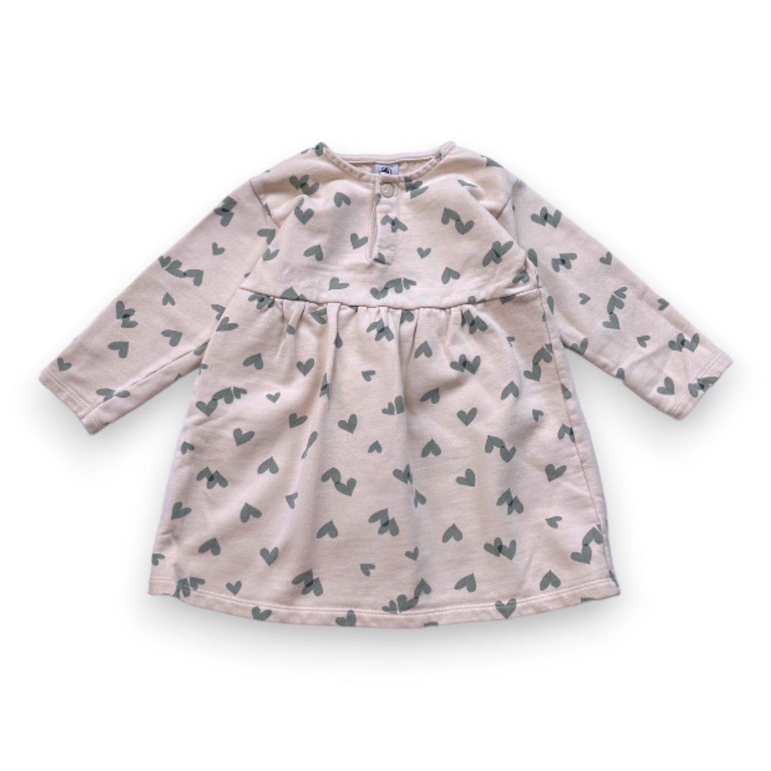 PETIT BATEAU - Beiges Kleid mit Herzen - 3 Jahre