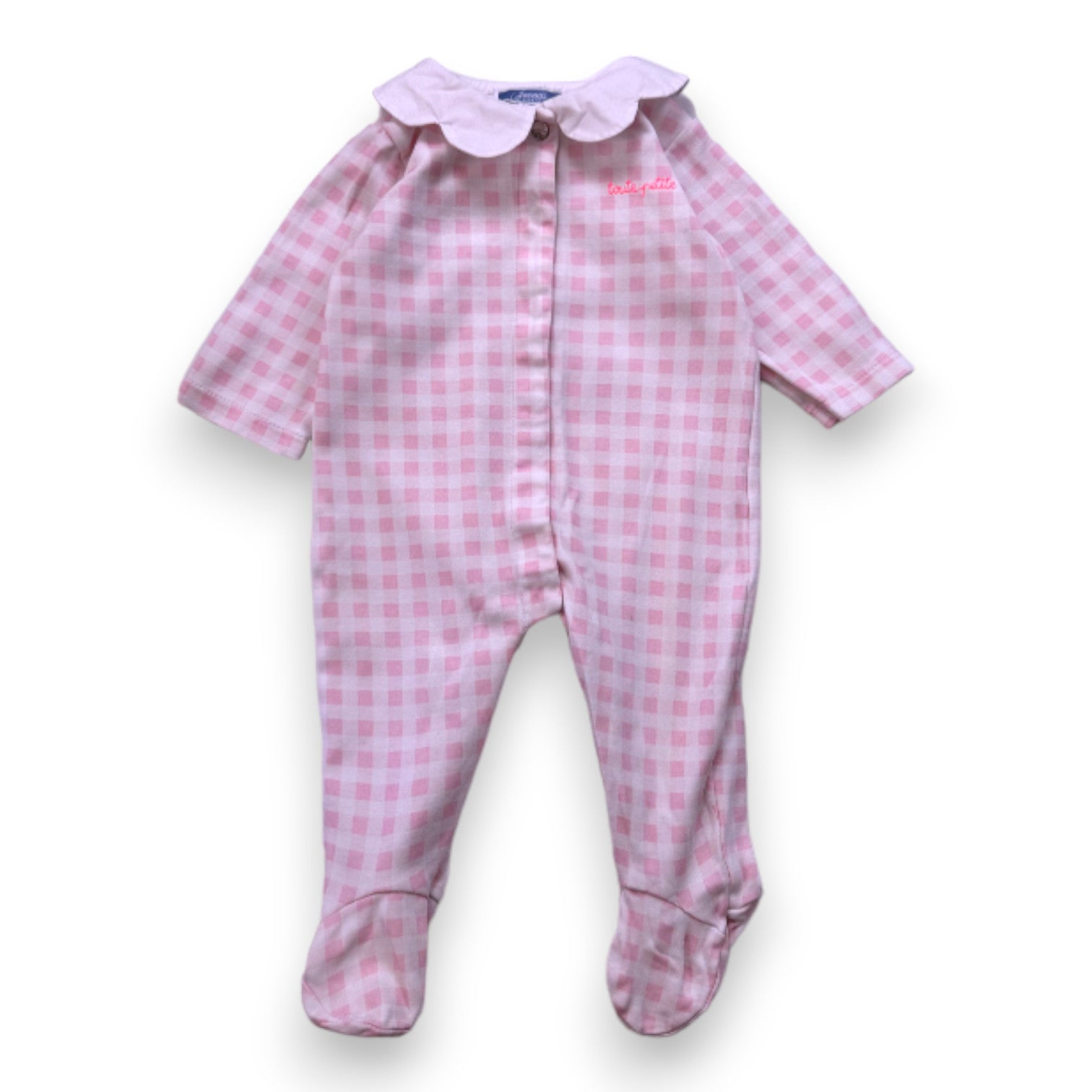 JACADI - Weiß-rosa karierter Pyjama - 3 Monate