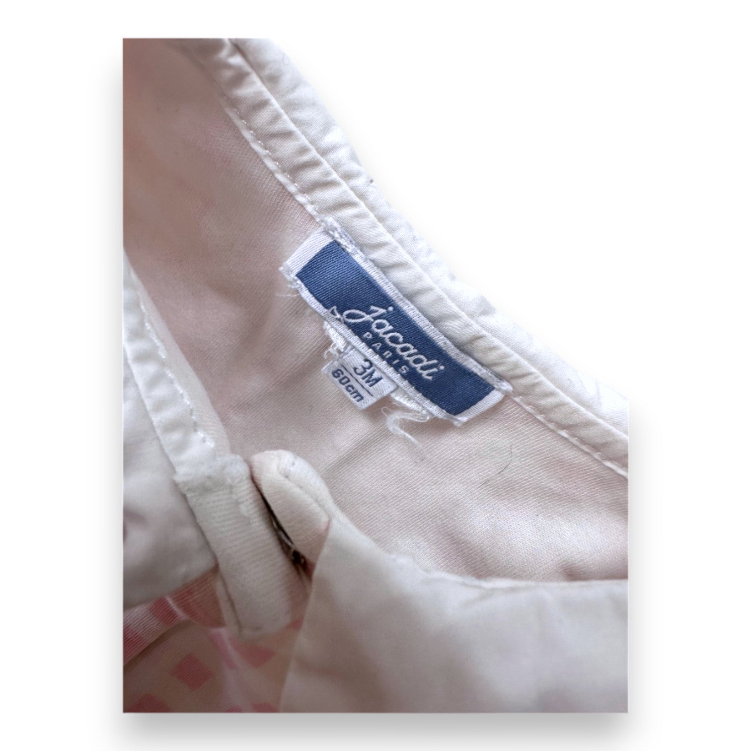 JACADI - White and pink checked pajamas - 3 months