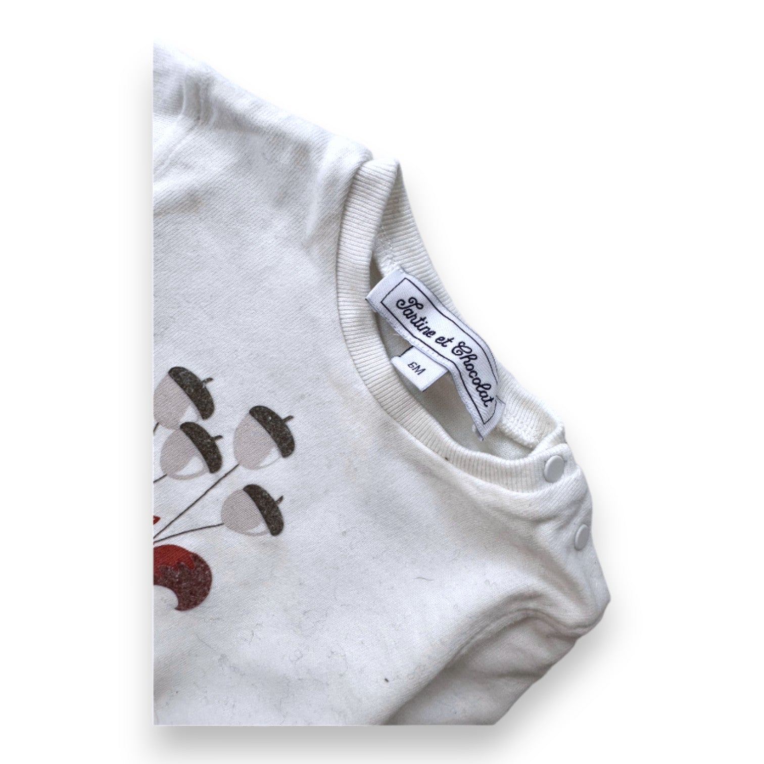 TARTINE & CHOCOLAT - T-shirt blanc à manches longues avec imprimé - 6 mois