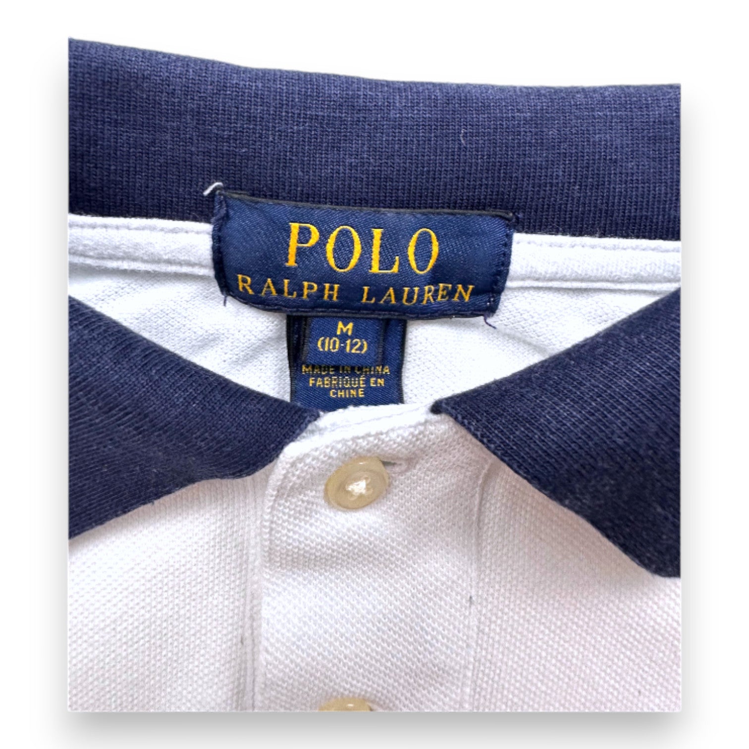 RALPH LAUREN - Blau-weißes Kurzarm-Poloshirt - 10 Jahre