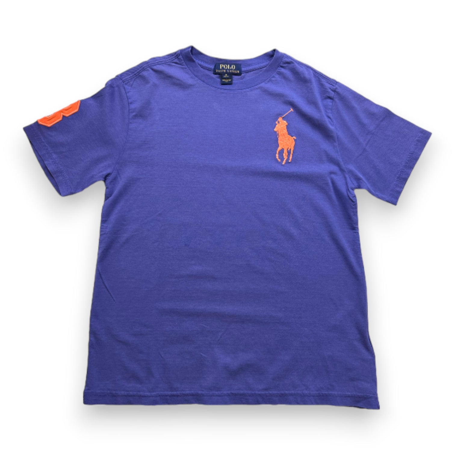 RALPH LAUREN - Blaues Kurzarm-T-Shirt - 10 Jahre