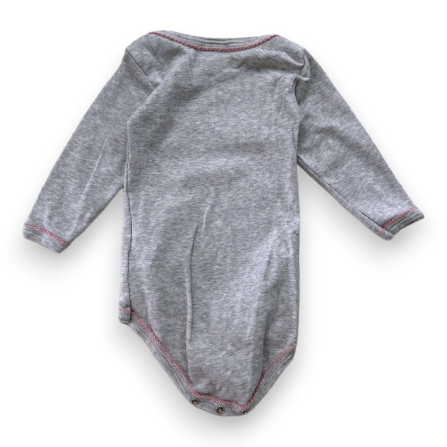 PETIT BATEAU - Gray long-sleeved bodysuit with print - 6 months