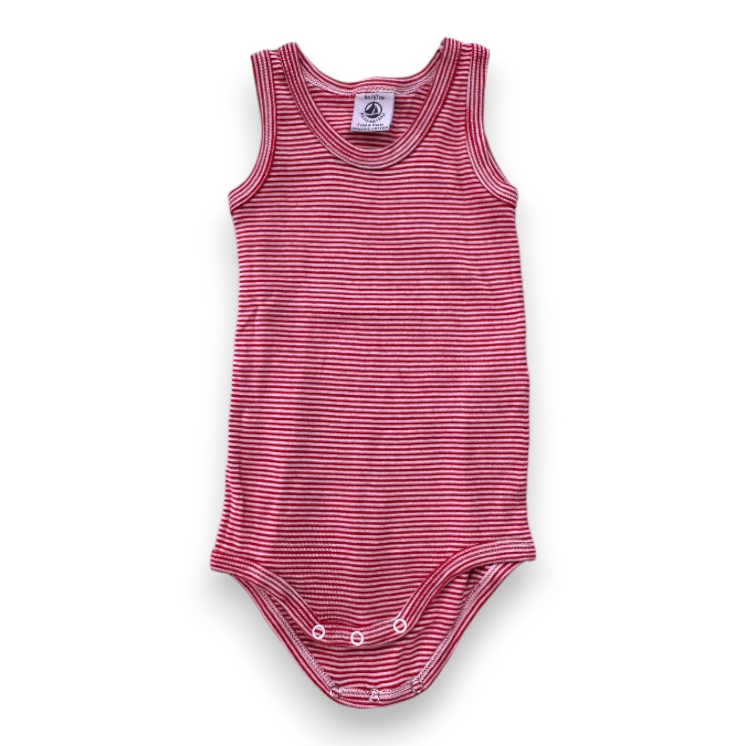 PETIT BATEAU - Red and white striped bodysuit - 6 months