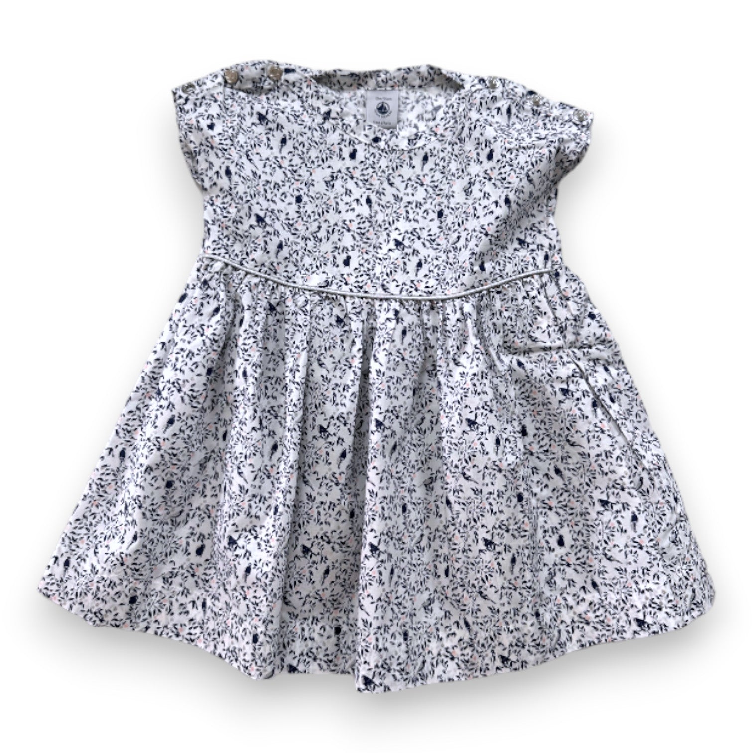 PETIT BATEAU - White dress with prints - 12 months