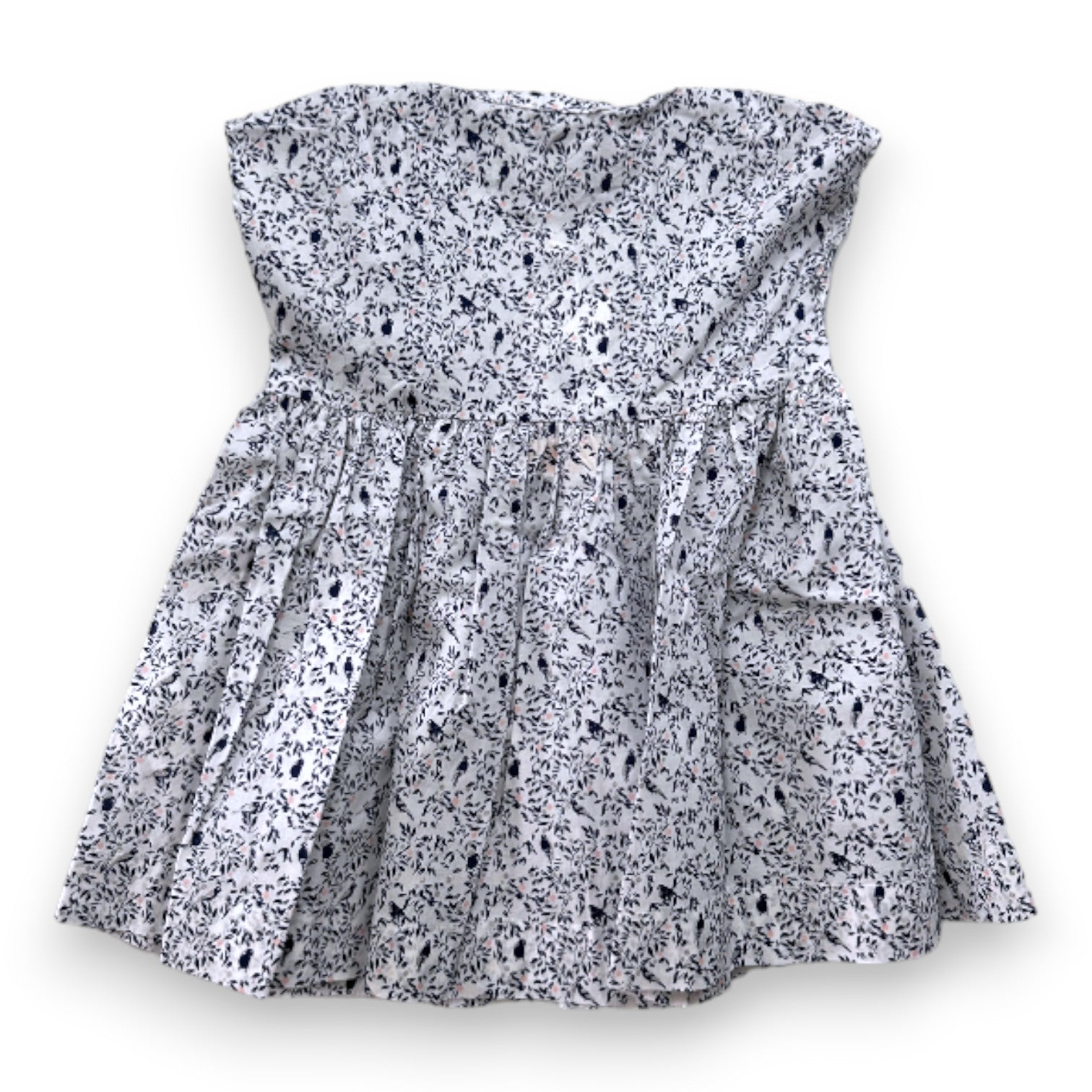 PETIT BATEAU - White dress with prints - 12 months