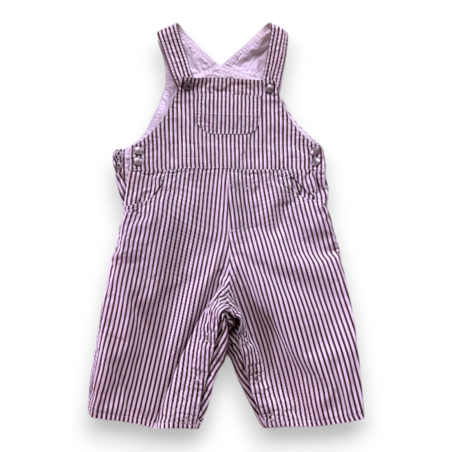 JACADI - White and brown striped overalls - 3 months