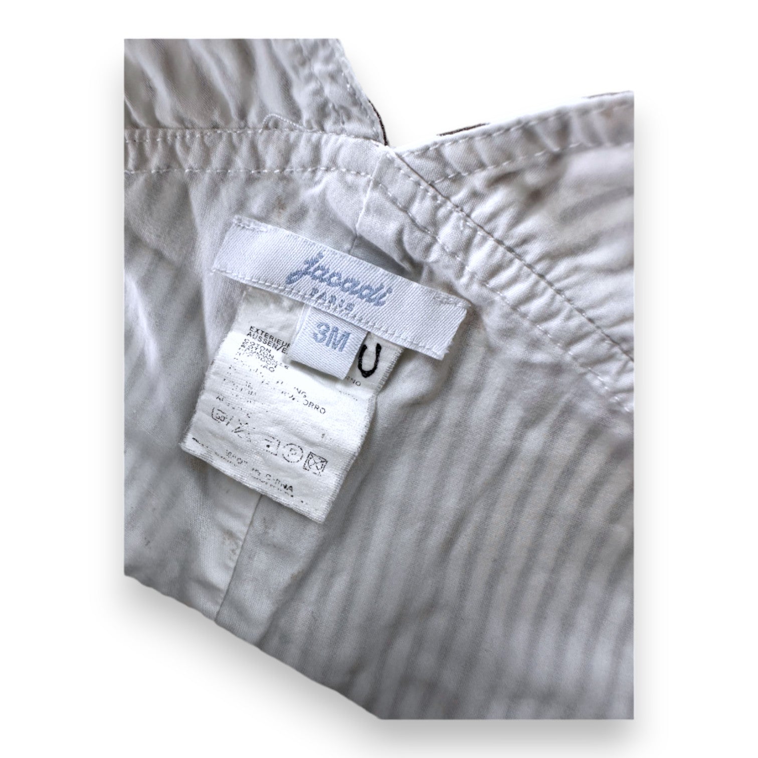 JACADI - White and brown striped overalls - 3 months