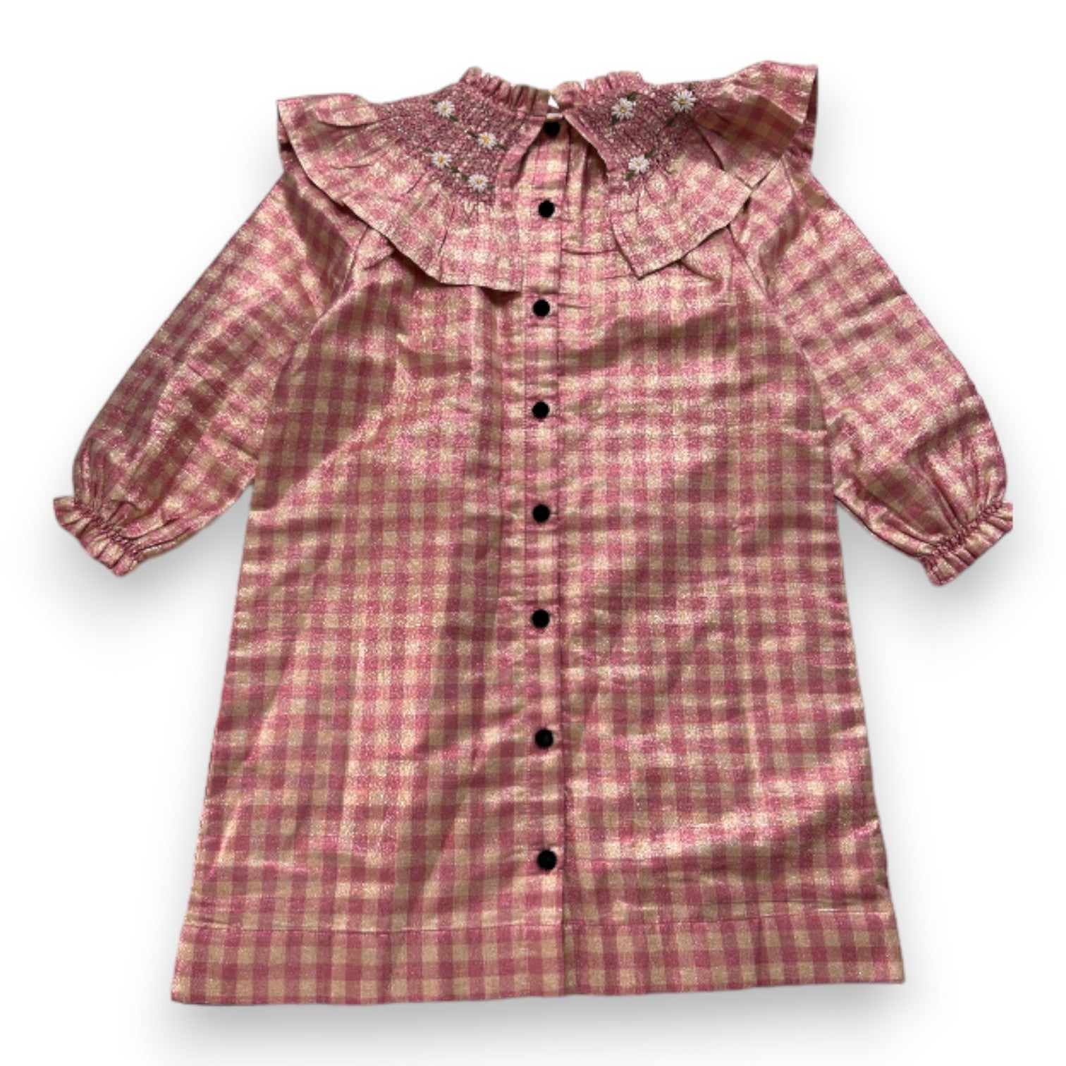 BONJOUR - Robe rose et doré avec broderies - 10 ans