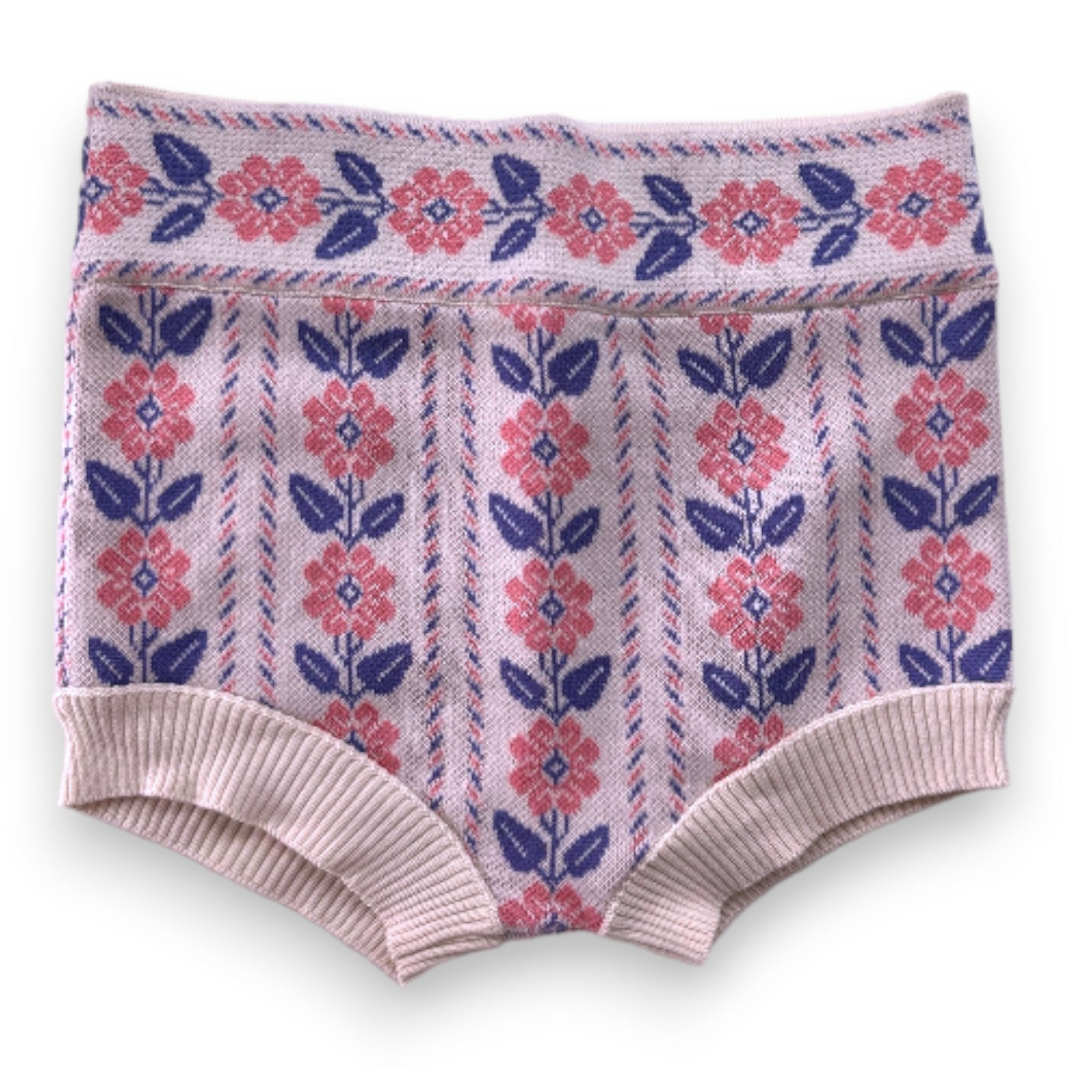 BONJOUR - Short beige à fleurs roses et bleus - 10 ans