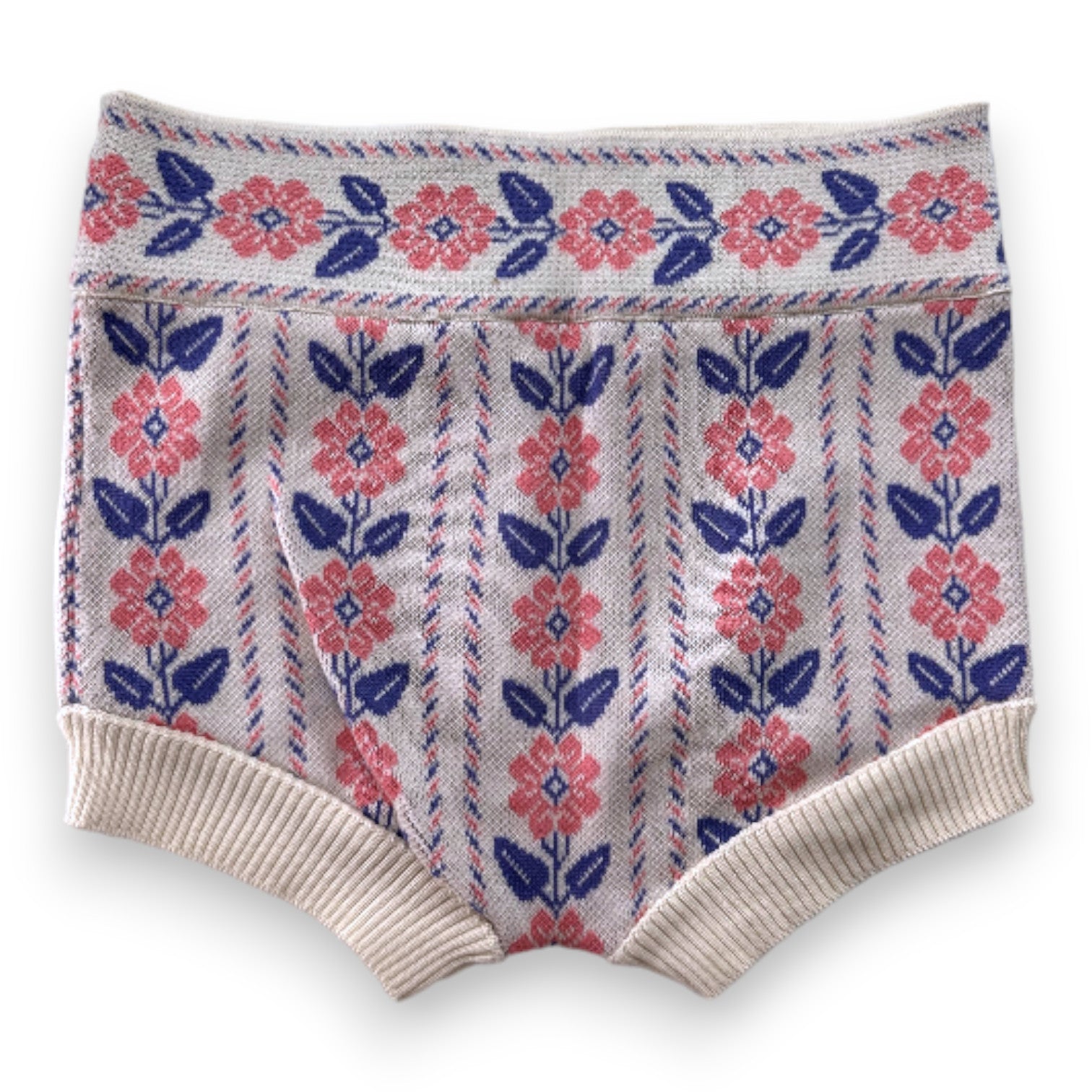 BONJOUR - Short beige à fleurs roses et bleus - 10 ans
