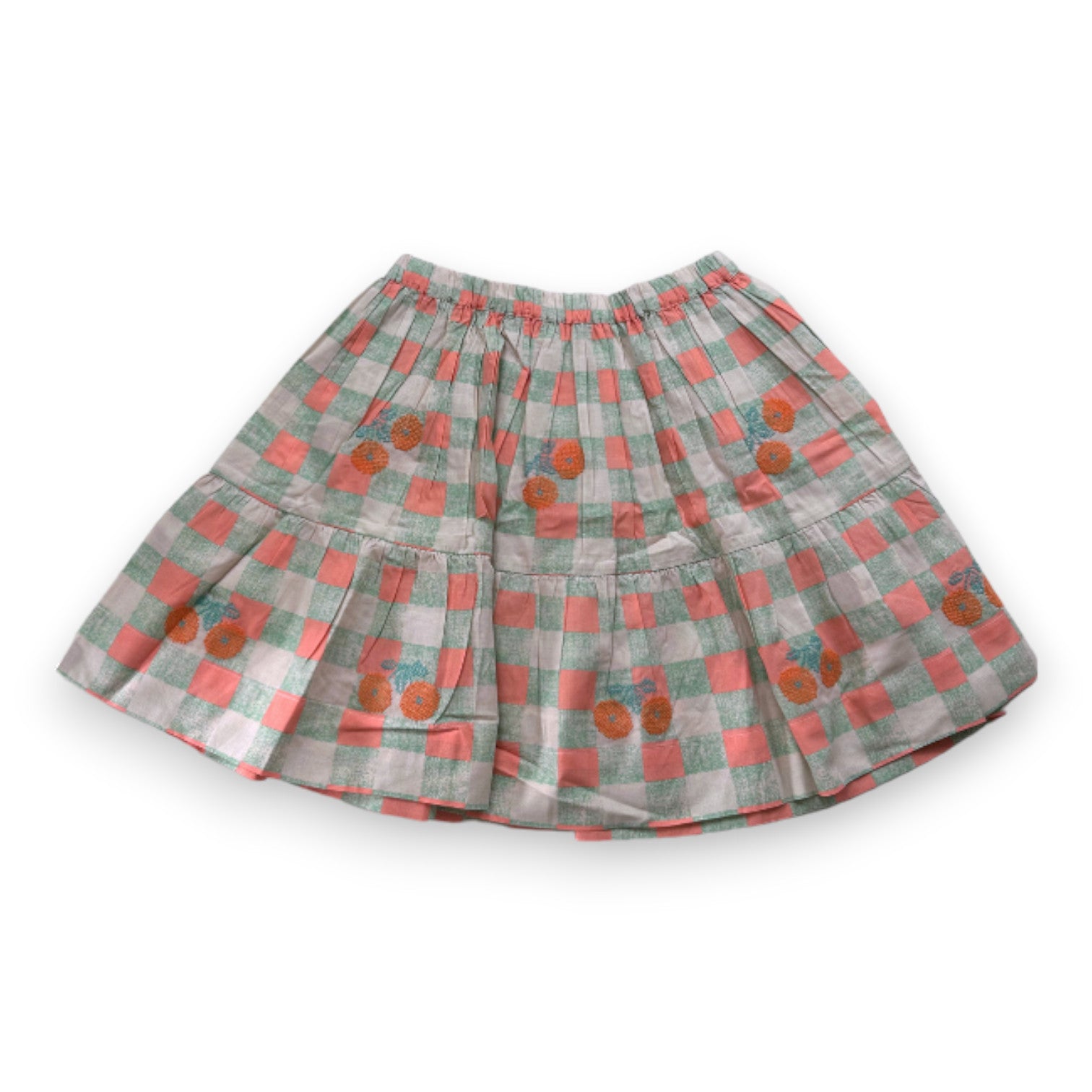 BONJOUR - Jupe beige verte et orange à carreaux - 8 ans