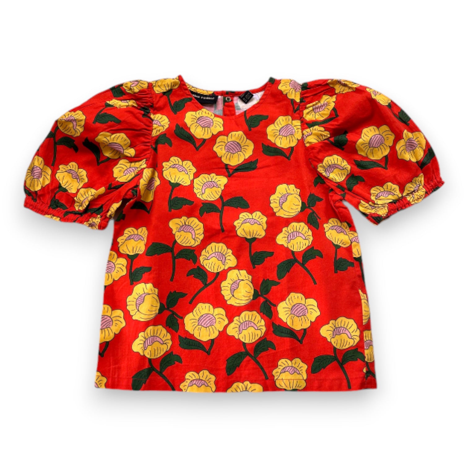 MINI RODINI - Blouse rouge à fleurs jaunes - 7 ans