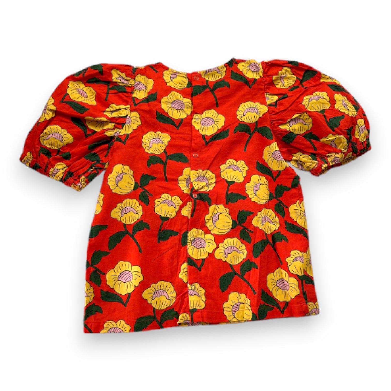 MINI RODINI - Blouse rouge à fleurs jaunes - 7 ans