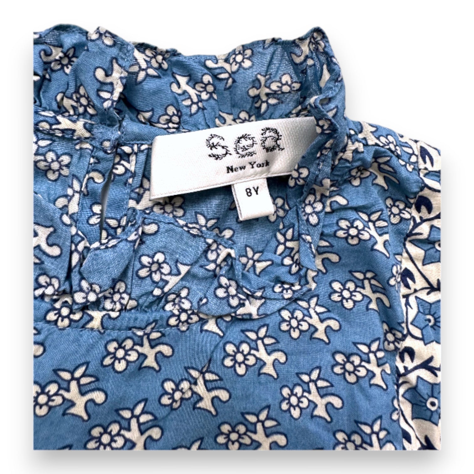 SEA NEW YORK - Blue dress with white patterns - 8 years