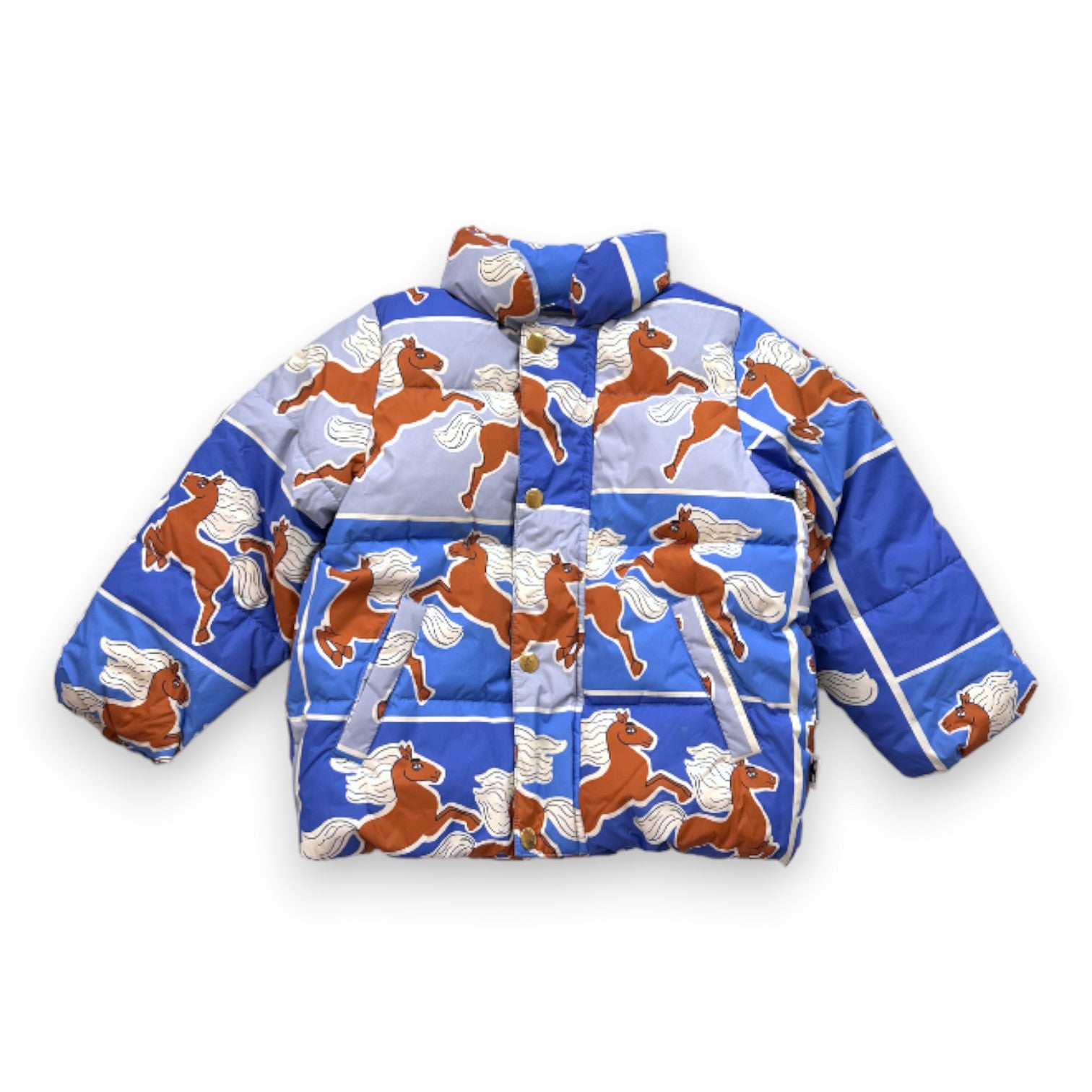 MINI RODINI - Doudoune bleue imprimée chevaux - 3 ans