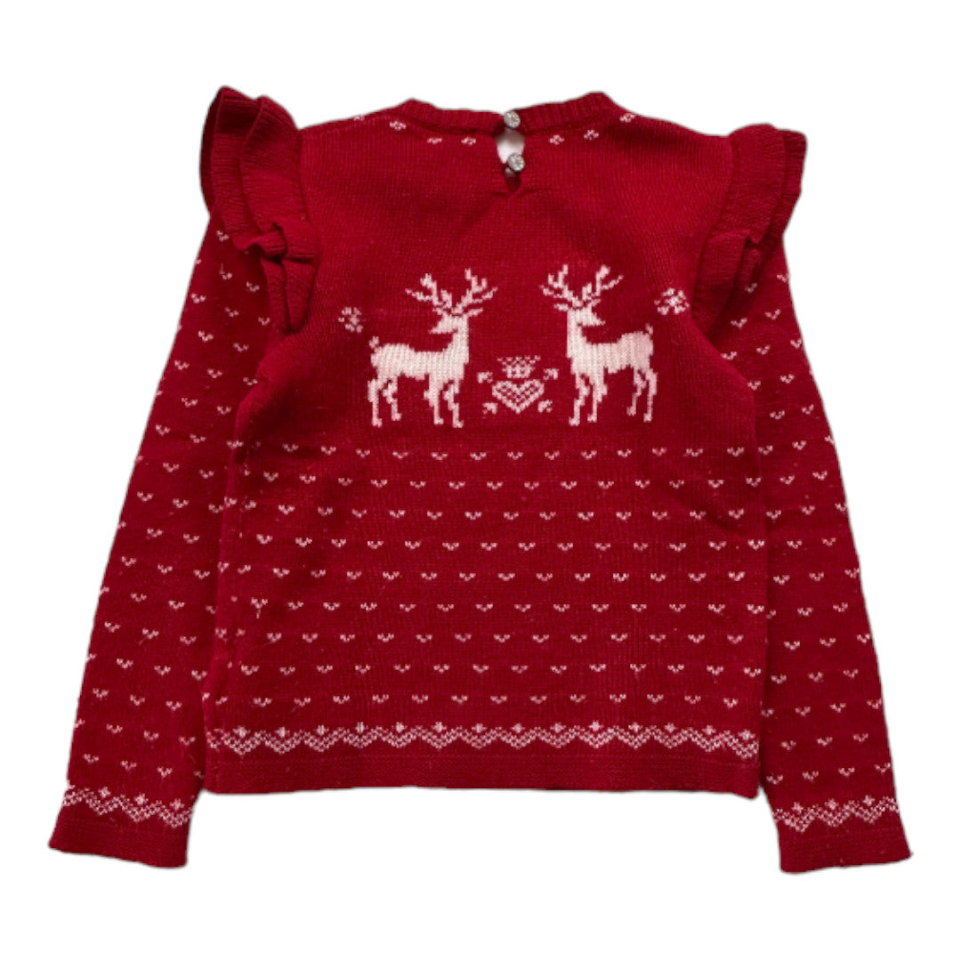RALPH LAUREN - Red wool sweater with white patterns - 4 years