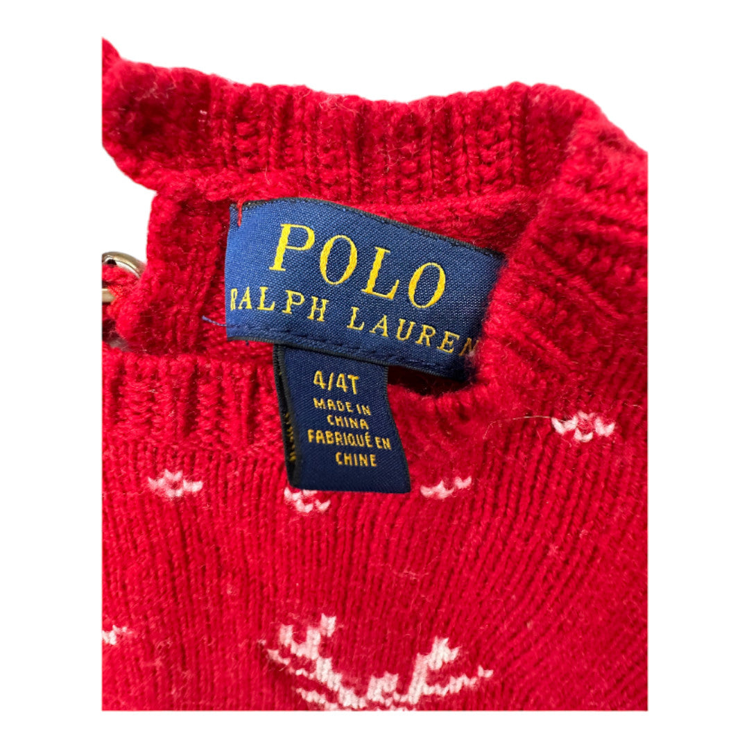 RALPH LAUREN - Red wool sweater with white patterns - 4 years