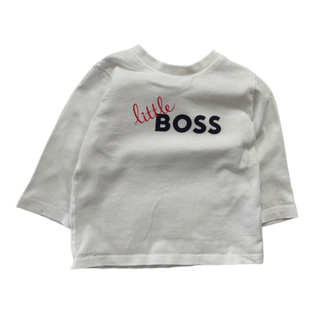 HUGO BOSS - White long-sleeved T-shirt with print - 6 months