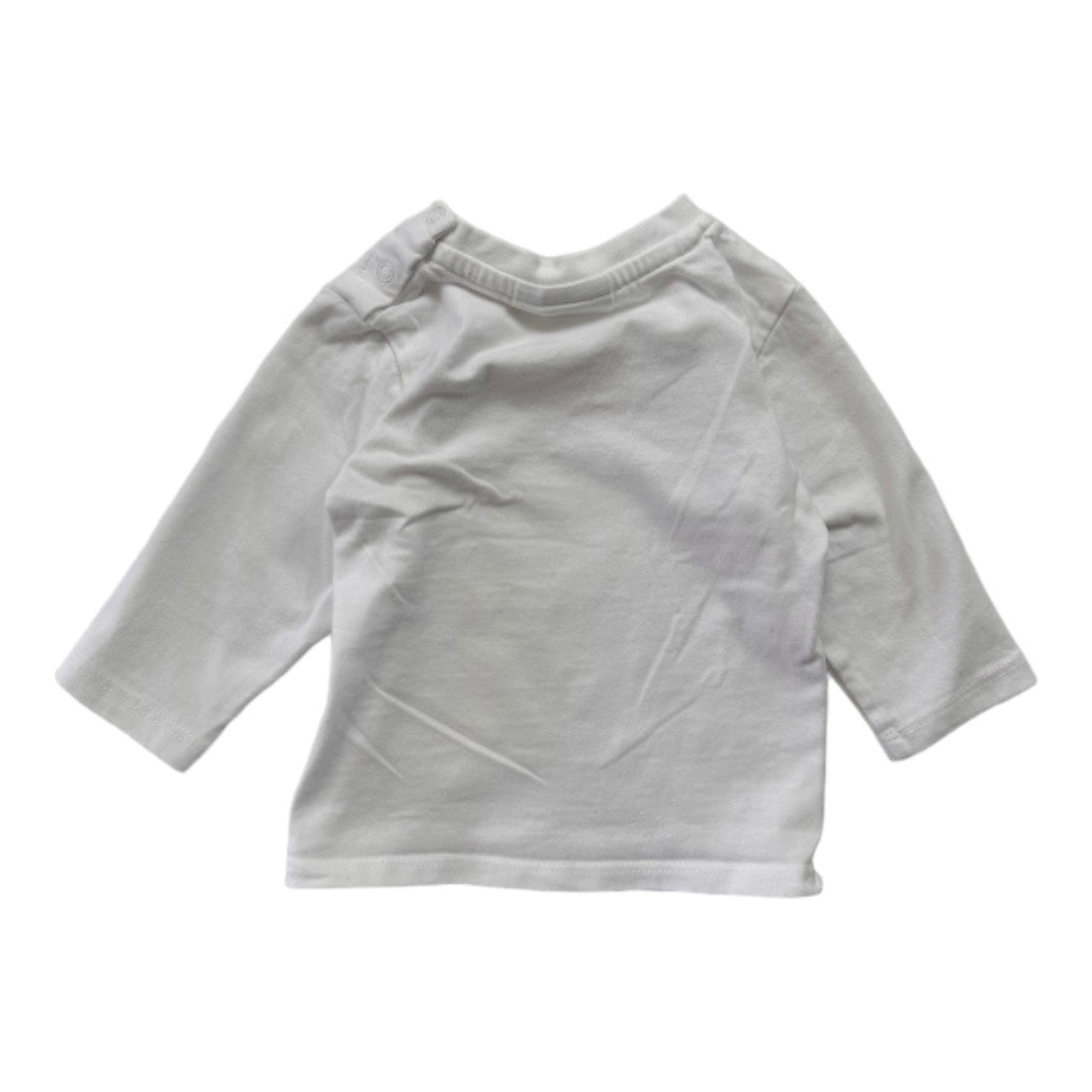HUGO BOSS - White long-sleeved T-shirt with print - 6 months