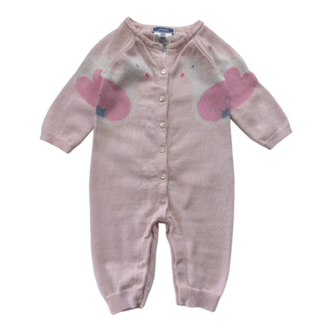 JACADI - Pink jumpsuit with birds - 6 months