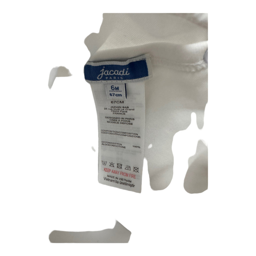 JACADI - Body blanc à manches longues et col brodé - 6 mois